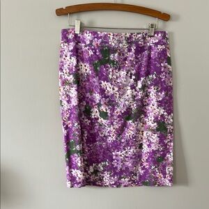 JCrew Floral Purple Pencil Skirt sz 12
